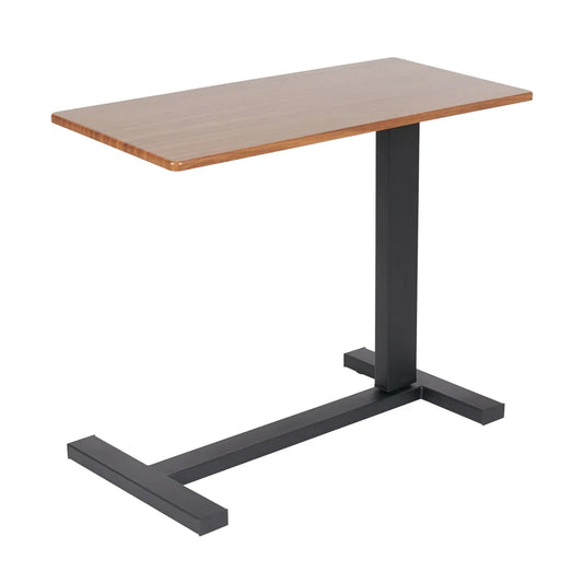 Height Adjustable Overbed Table with MDF Top and Metal Frame, 80 × 40 cm, Brown – Bedside, Sofa, Workspace Surface
