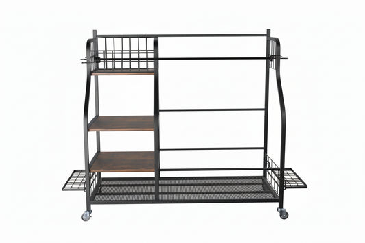 Golf Bag Storage Rack with Wheels 3-Tier Metal Organizer 95x40x92cm Floor Standing