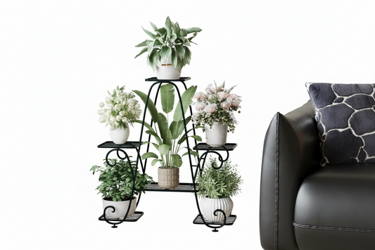 Metal Multi-Layer Plant Stand Rack for Indoor and Outdoor Plants, Adjustable Shelves 6 Tier