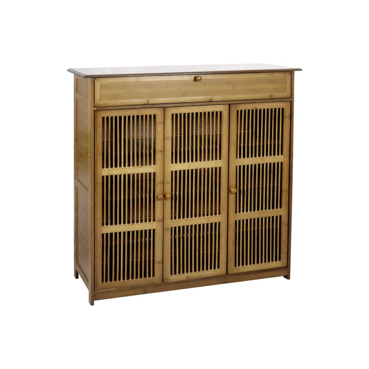 Shoe Storage Cabinet 4-Tier Bamboo Rack with 3 Hollow Doors 93 x 32 x 98 cm Brown